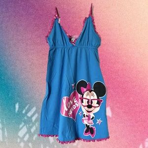 Bold Disney Minnie Mouse Babydoll Empire Waist Spaghetti Strap Mini Slip Dress
